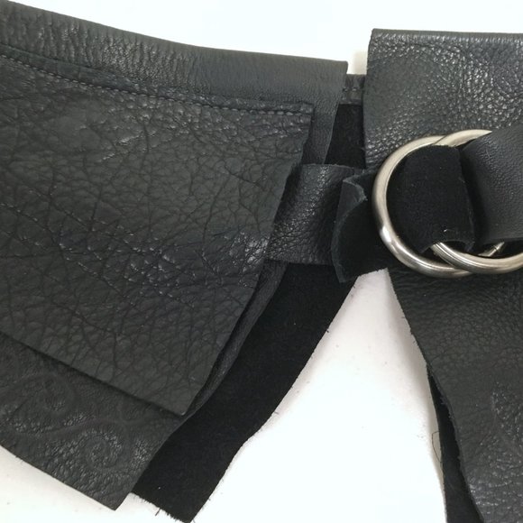 HANDMADE Kid Leather layered CORSET BELT 32x6 M L boho hippie - Picture 7 of 12